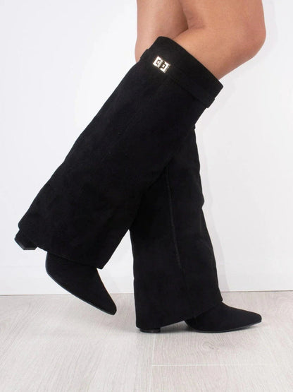 Knee High Suede Boots With Heel