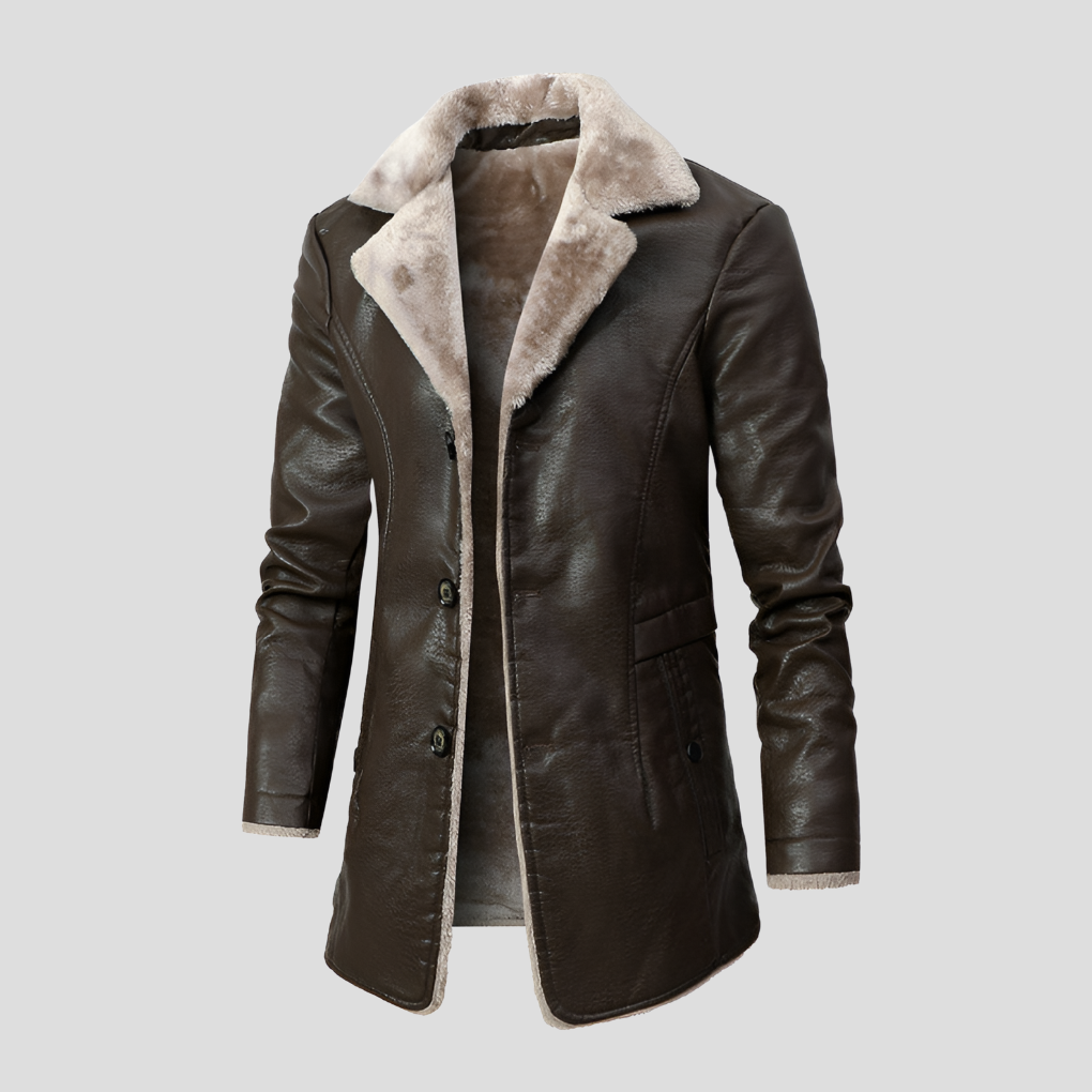 Men's Leather Shearling Coat
