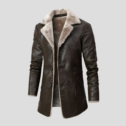 Men's Leather Shearling Coat