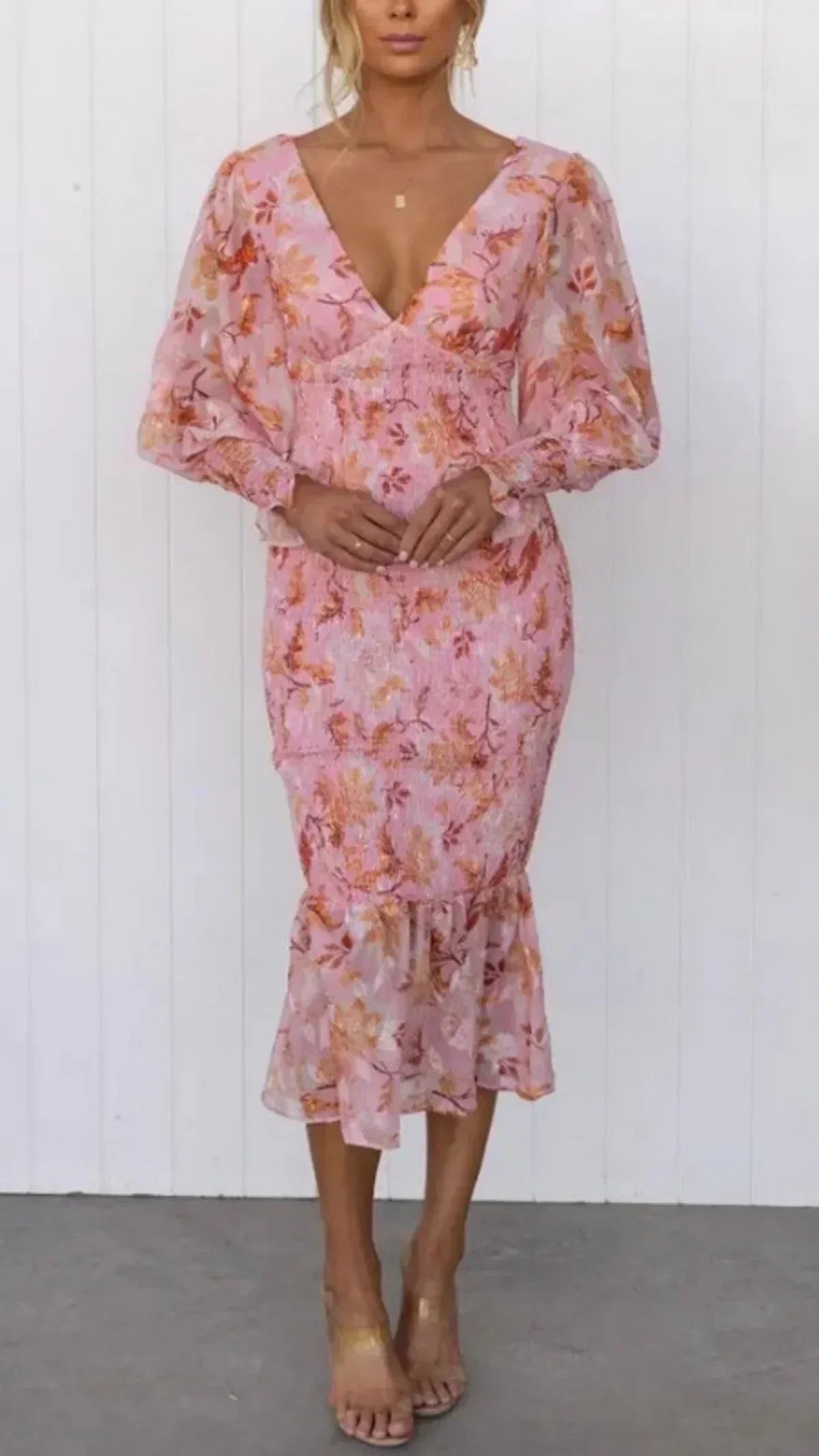 Women's Floral Evening Dress Flowy Draped - Vonnera