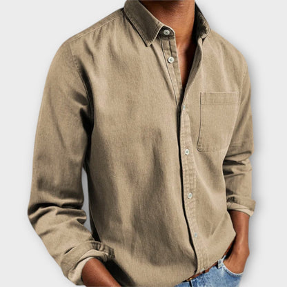 Men's Long-Sleeve Dress Shirt With Chest Pocket