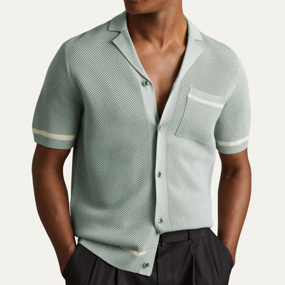 Men's Hollow Knit Cardigan Shirt Casual