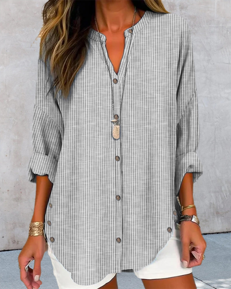 Women's Striped Print Blouse Stylish Fit