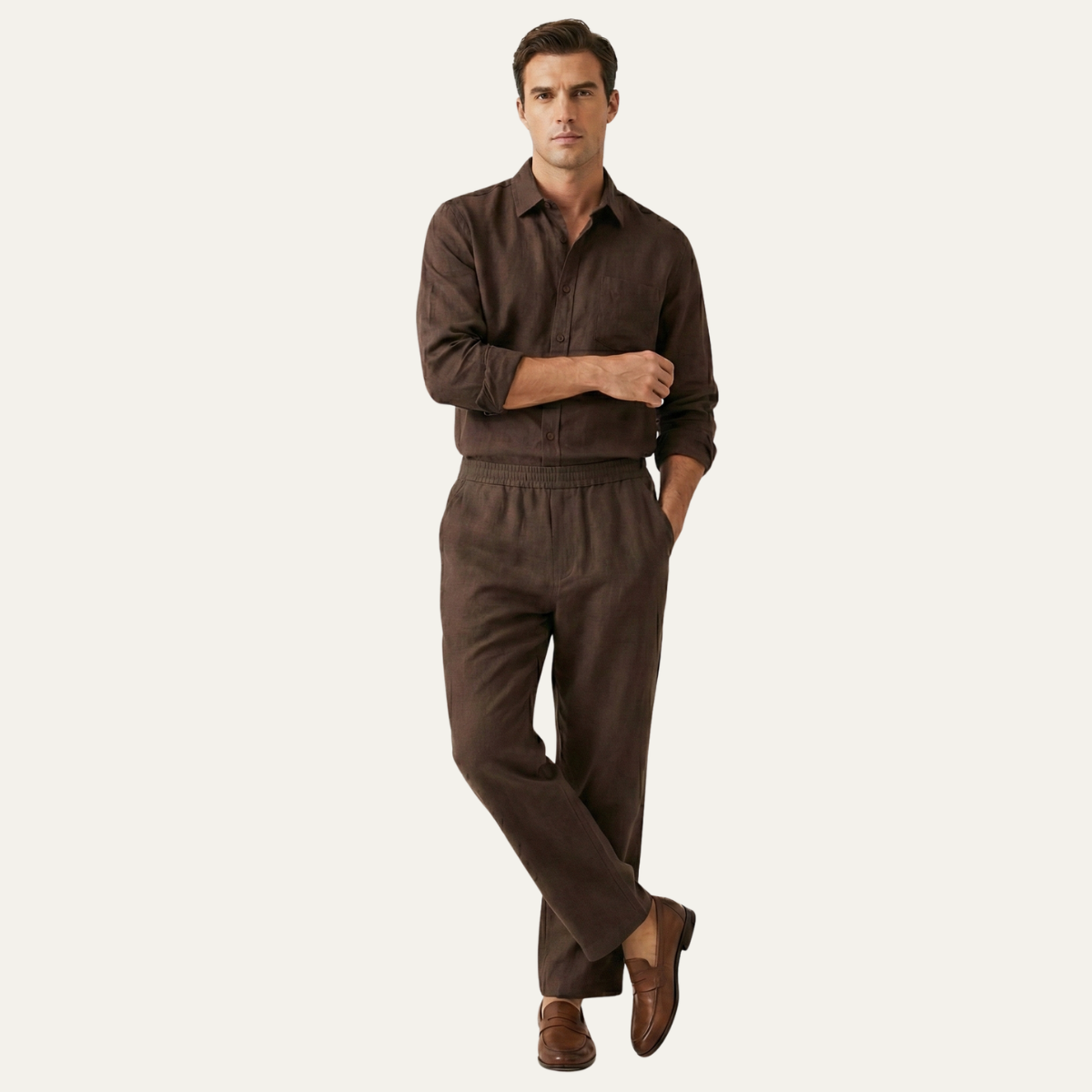 Men's Linen Shirt And Pants Set Oversized