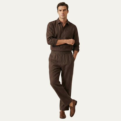 Men's Linen Shirt And Pants Set Oversized