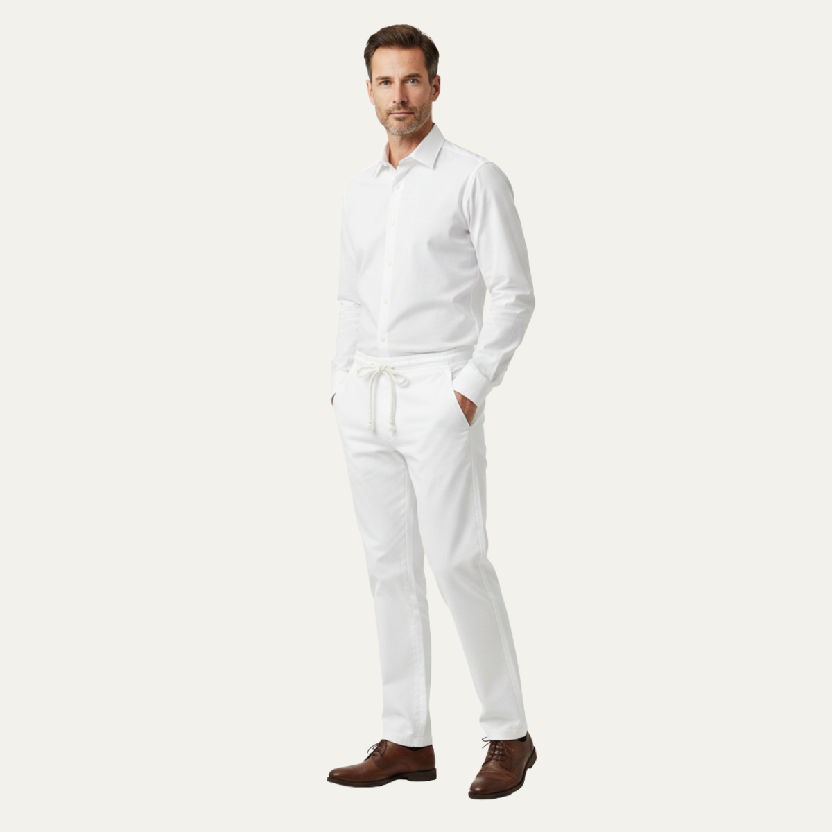 Men's Cotton Linen Drawstring Pants Loose Fit