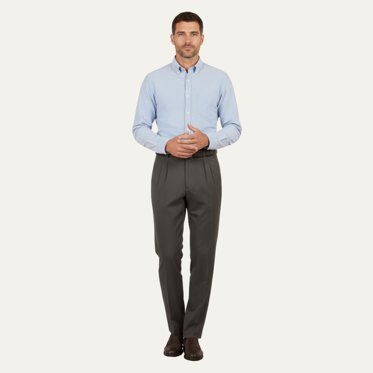 Montfield Men's Straight Leg Pants Double Pleated High Waist