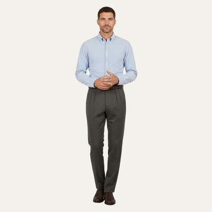 Montfield Men's Straight Leg Pants Double Pleated High Waist