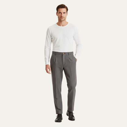 Men's Wool Herringbone Straight Leg Pants