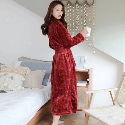 Women's Plush Hooded Bathrobe Soft