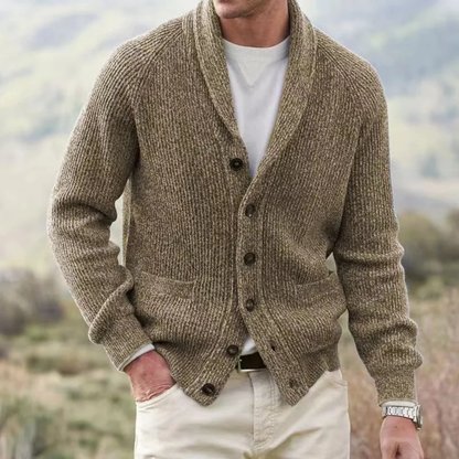 Men's Warm Knitted Cardigan Turn Down Collar