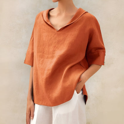Women's V Neck Short Sleeve Blouse