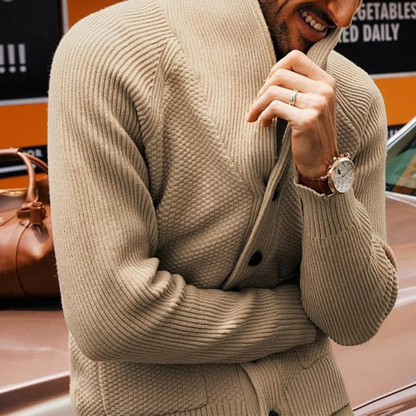 Men's Shawl Collar Cardigan Button Up Sweater