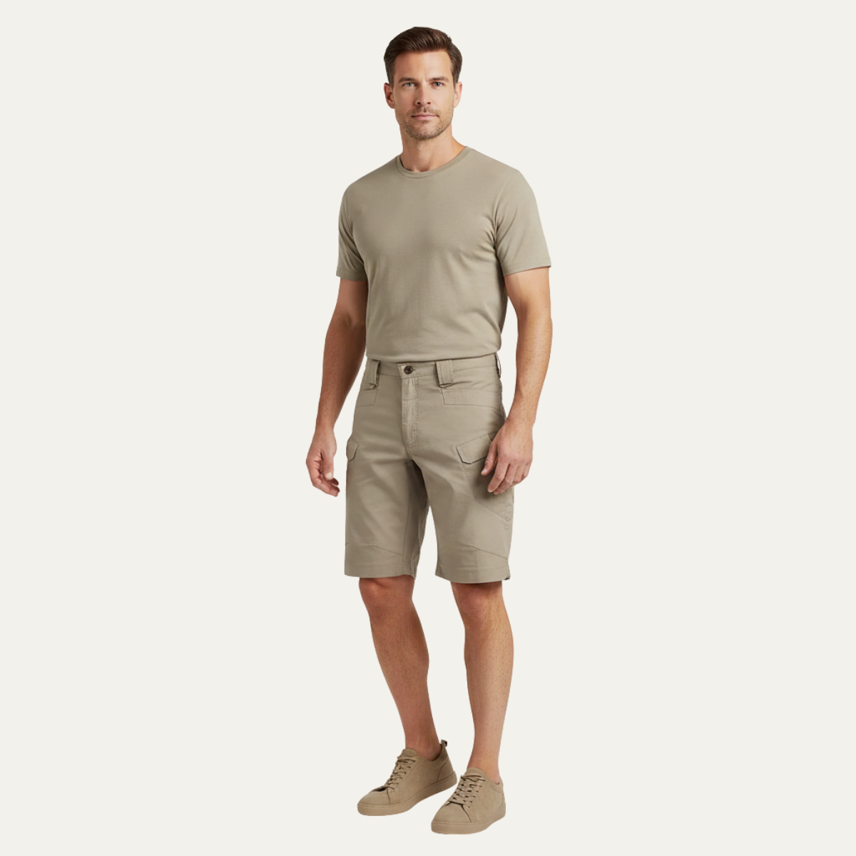 Men's Cargo Shorts Cotton Summer Beige