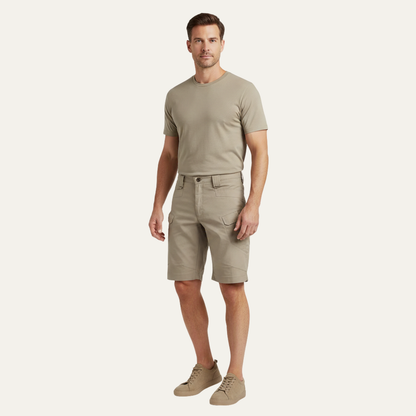 Men's Cargo Shorts Cotton Summer Beige