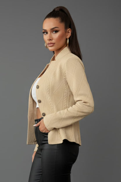 Women's Lapel Collar Blazer Button Front