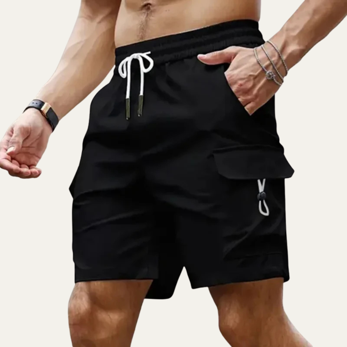 Men's Lightweight Summer Shorts Casual Cotton Beige