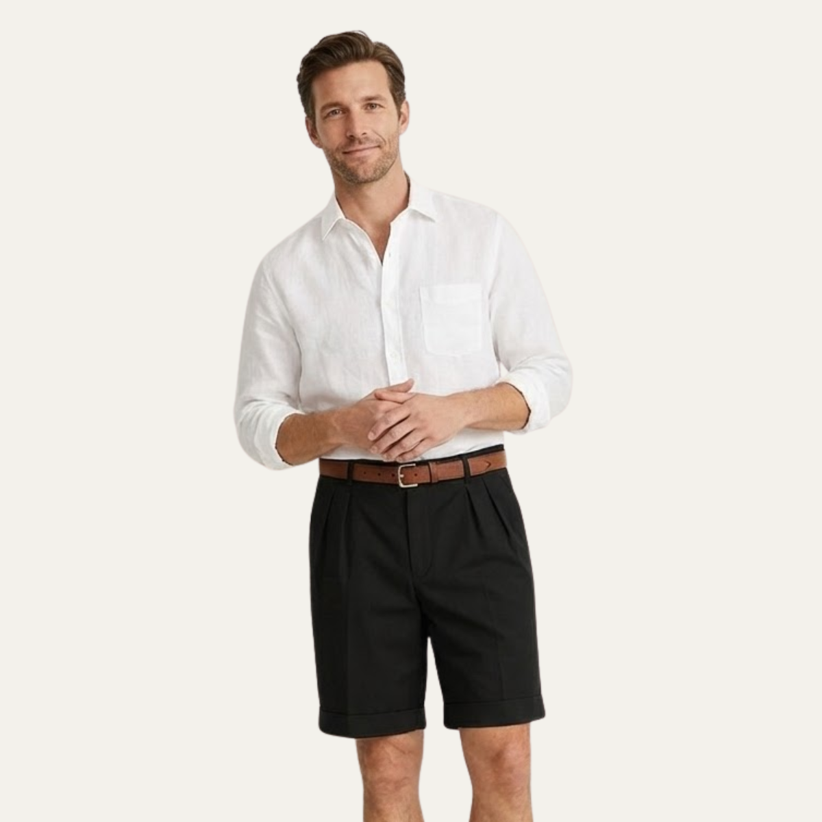 Henwick Men's Linen Shorts Tailored Summer Beige