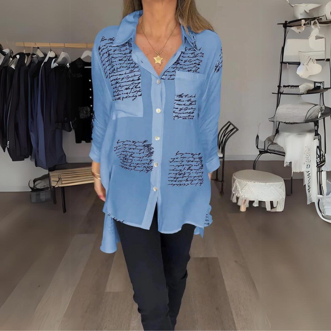 Women's Handwritten Button Up Cotton Shirt