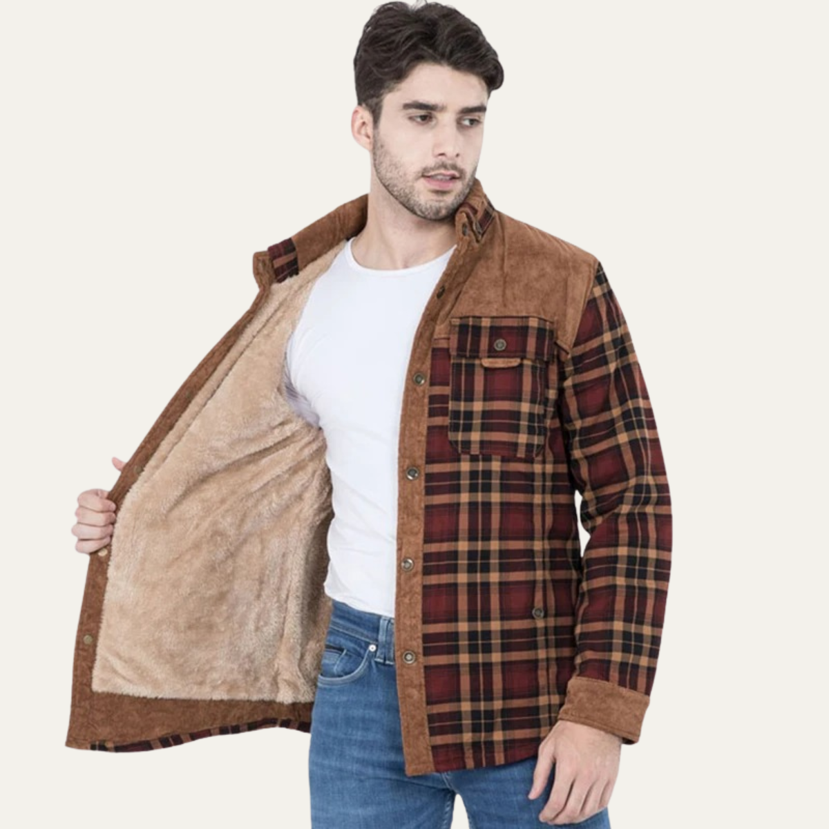 Men's Plaid Flannel Jacket Fleece Lined