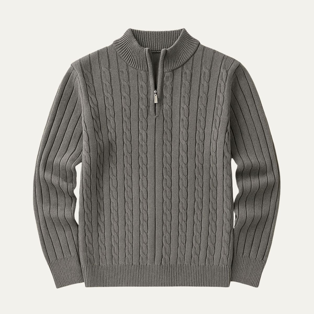 Wells Men's Cable Knit Quarter Zip Sweater - Vonnera
