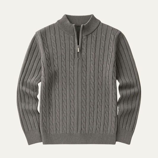 Wells Men's Cable Knit Quarter Zip Sweater - Vonnera