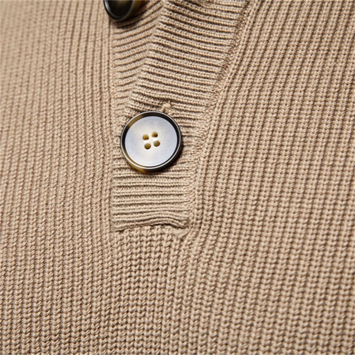 Vulcano Men's Turtleneck Sweater Mock Neck Button Up