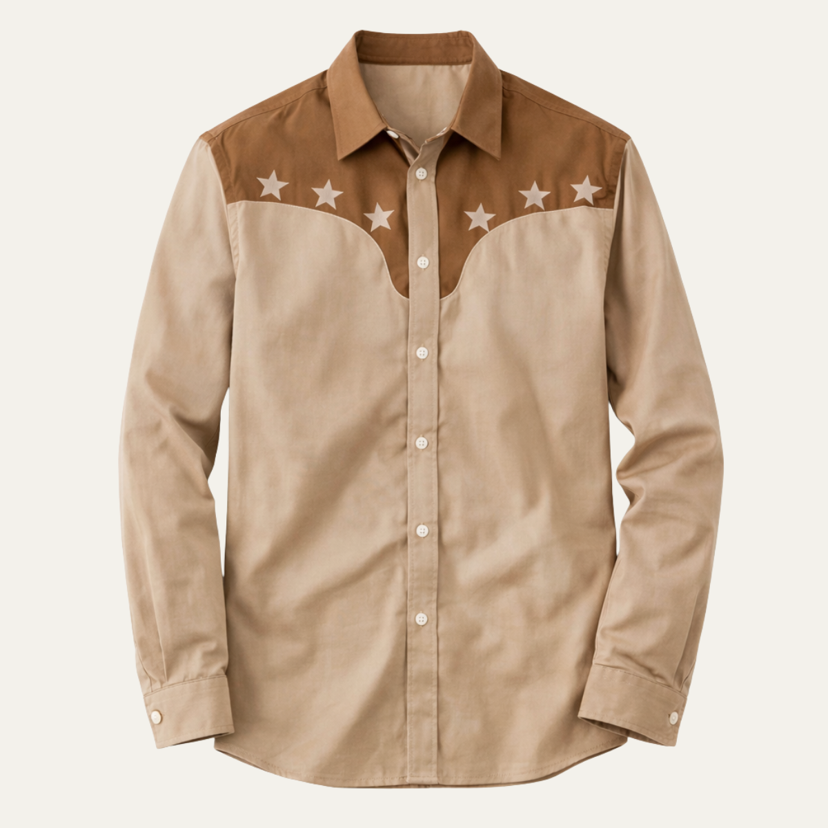 Men's Western Denim Shirt Two Tone Patchwork Blue - Vonnera