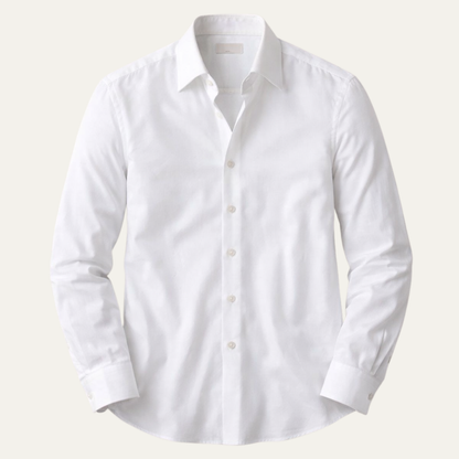 Men's Italian Collar Button Up Shirt White Cotton - Vonnera