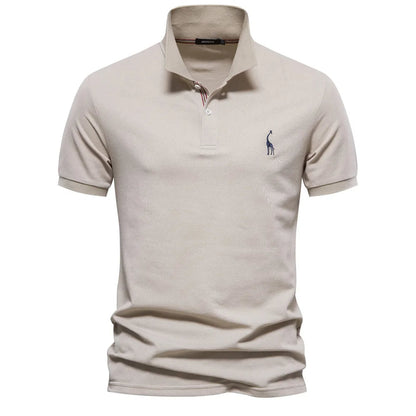 Cotton Polo Shirt Embroidered Deer Design