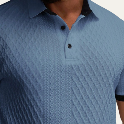 Men's Classic Polo Shirt Textured Contrast Collar