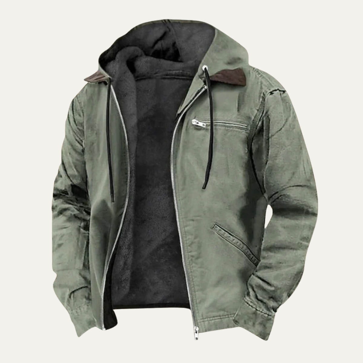 Men's Fleece Lined Hooded Jacket Winter Warm