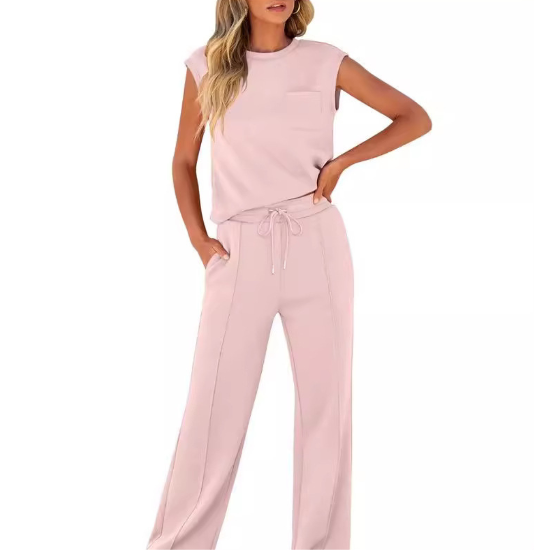 Women's Sleeveless Lounge Set Drawstring