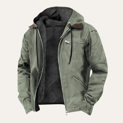 Men's Fleece Lined Hooded Jacket Warm Winter