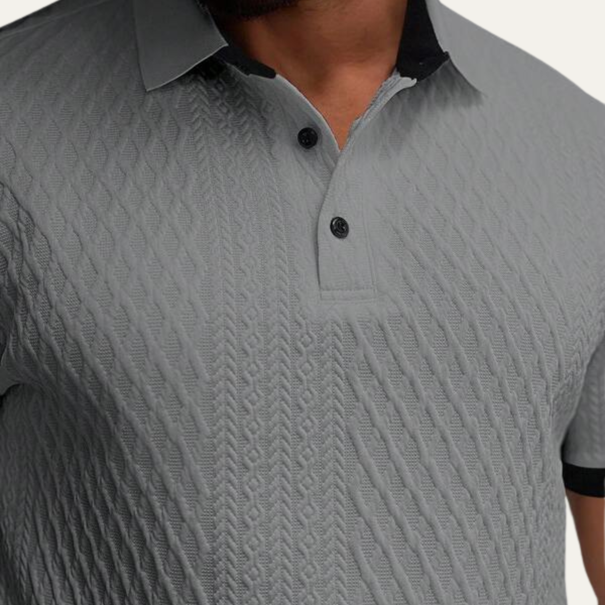 Glenbrook Hill Men's Textured Polo Shirt Contrast Collar