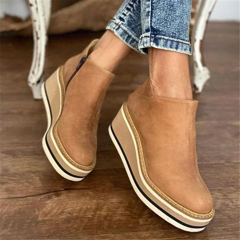 Women's Ankle Boots Wedge Heel Vintage Style