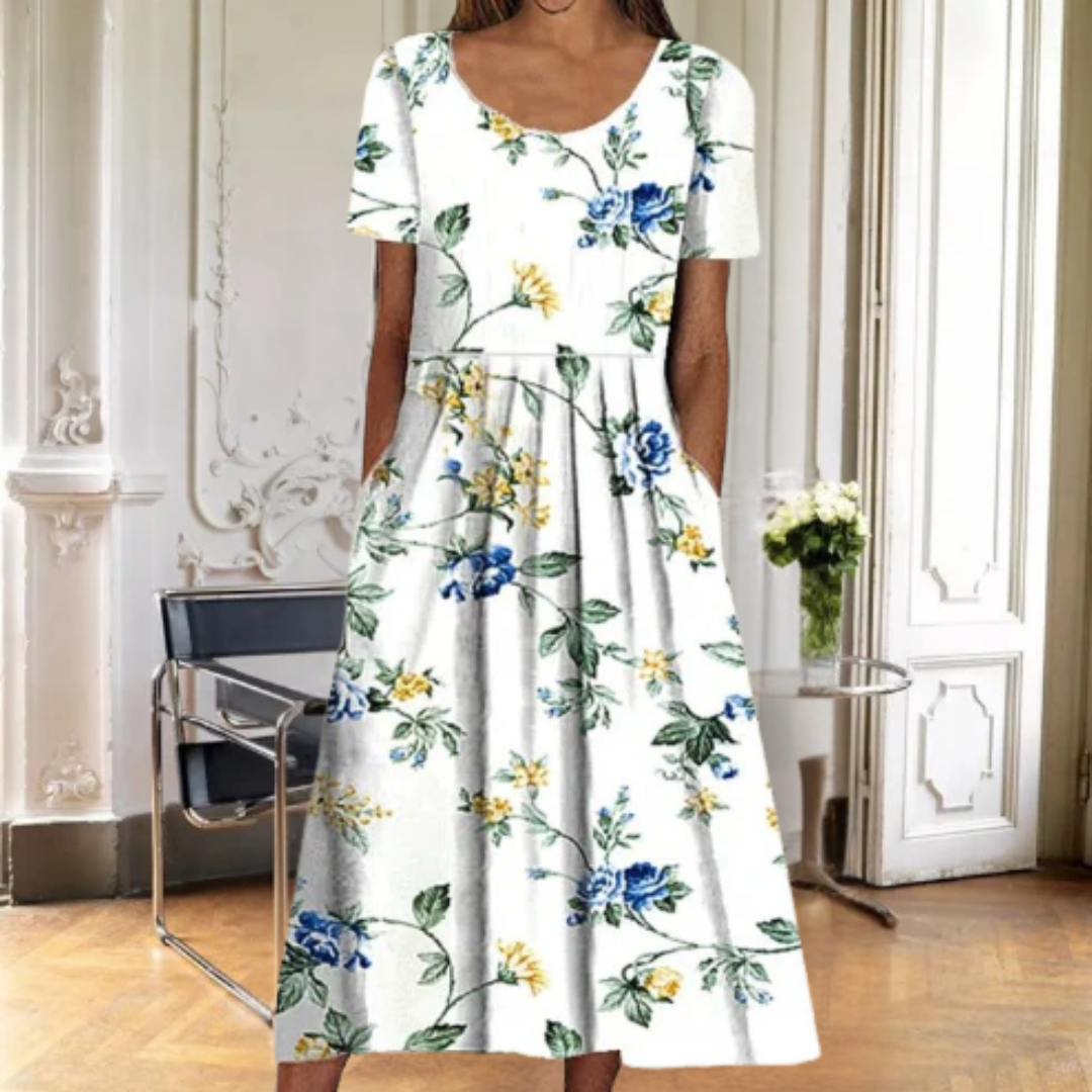 Women's Floral Ruby Red Dress