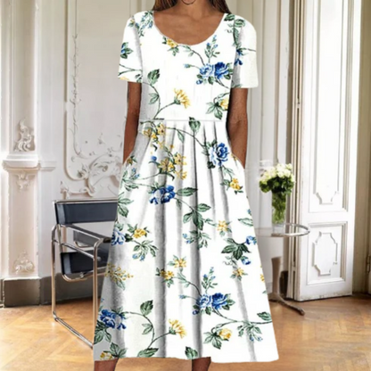 Women's Floral Ruby Red Dress