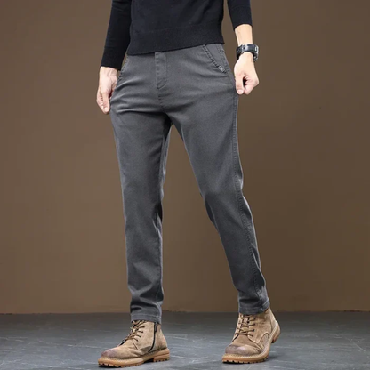 Men's Classic Straight Leg Pants Cotton Casual Beige