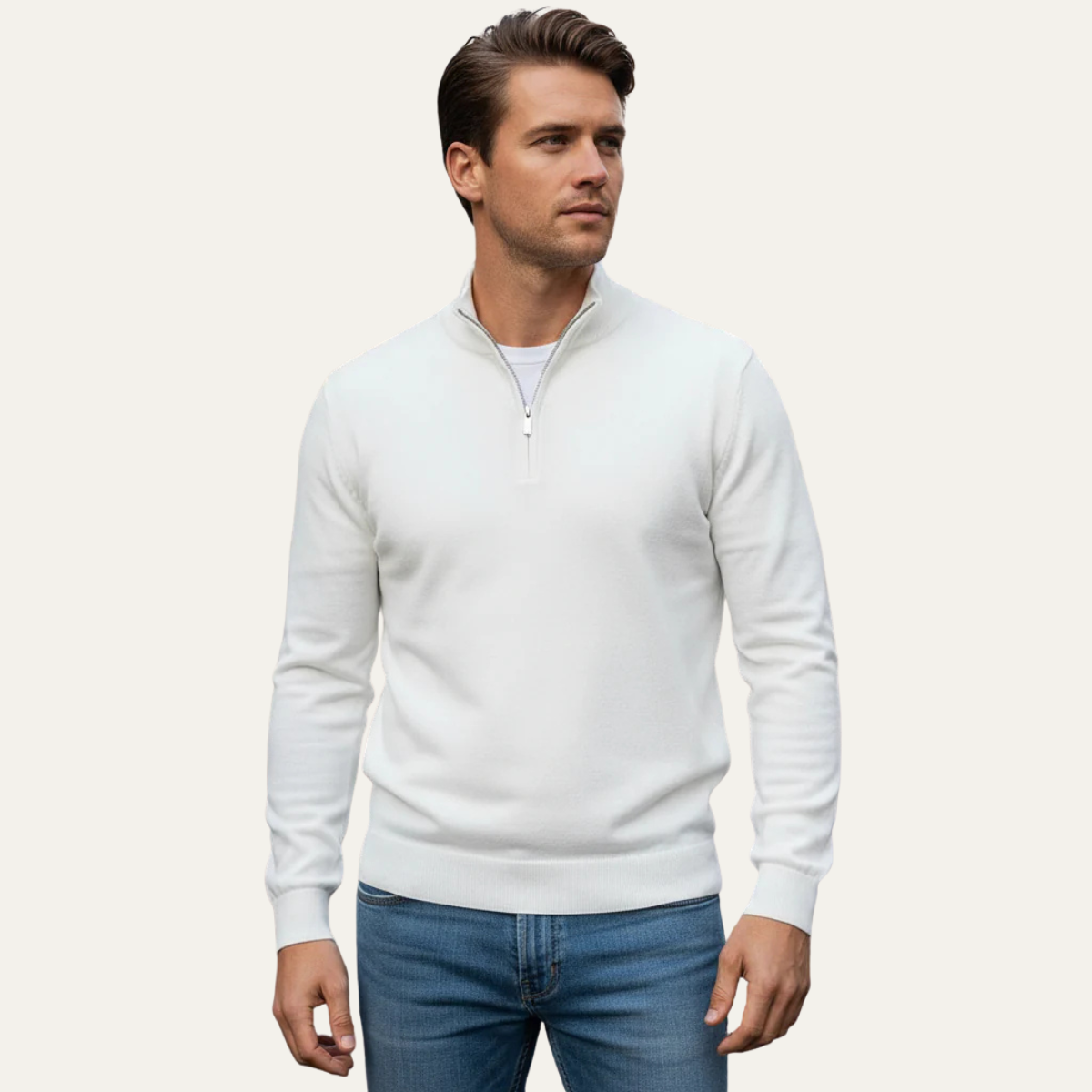 Men's Soft Knit Cotton Sweater Half Zip Casual