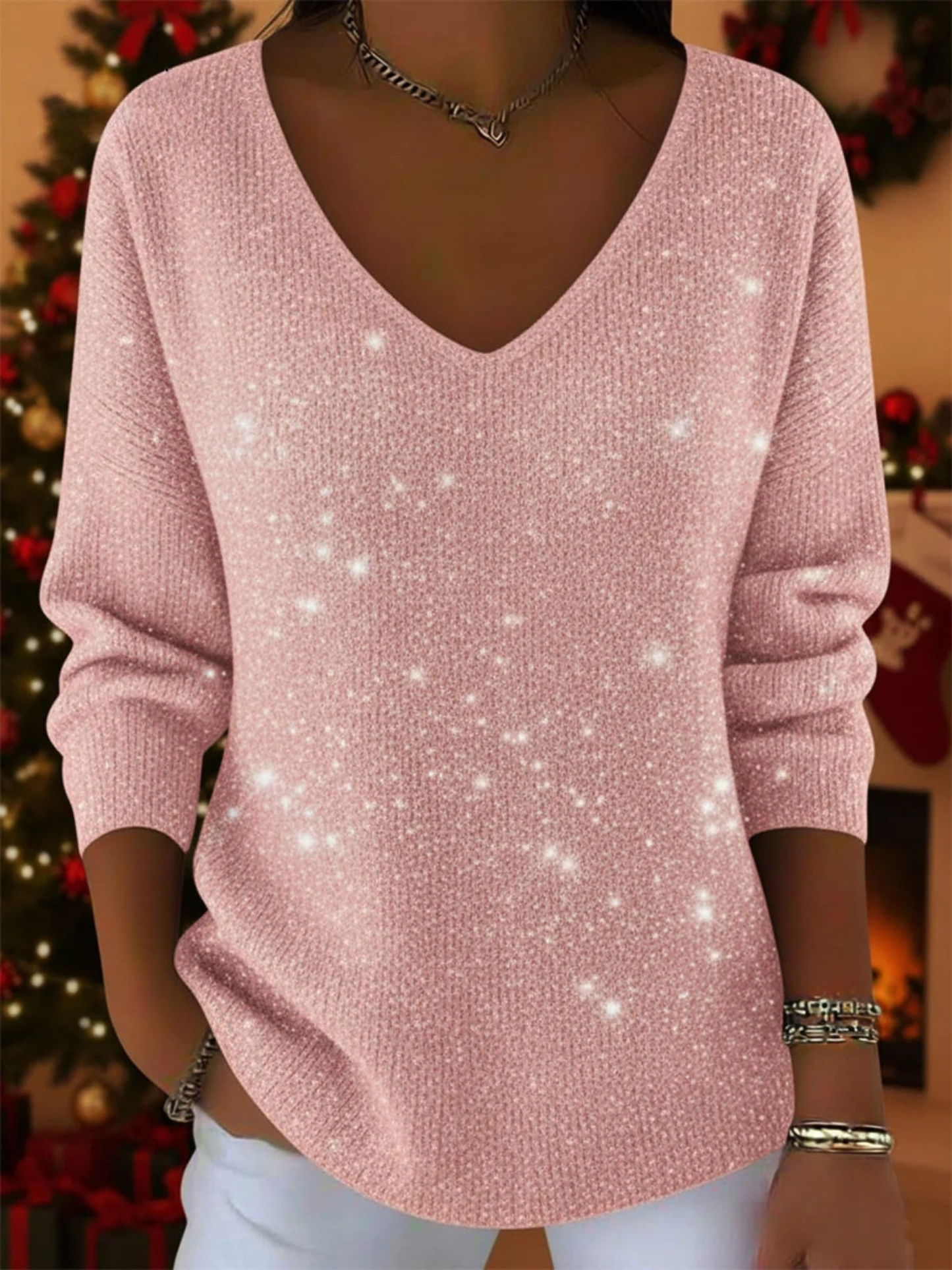 Women's V-Neck Festive Sweater