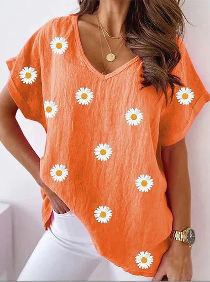 Women's V-Neck T-Shirt Floral Print