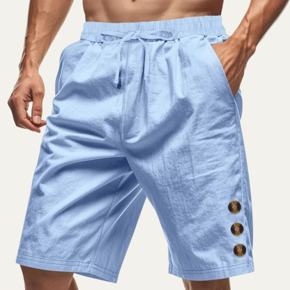Men's Summer Shorts Cotton Drawstring Beige