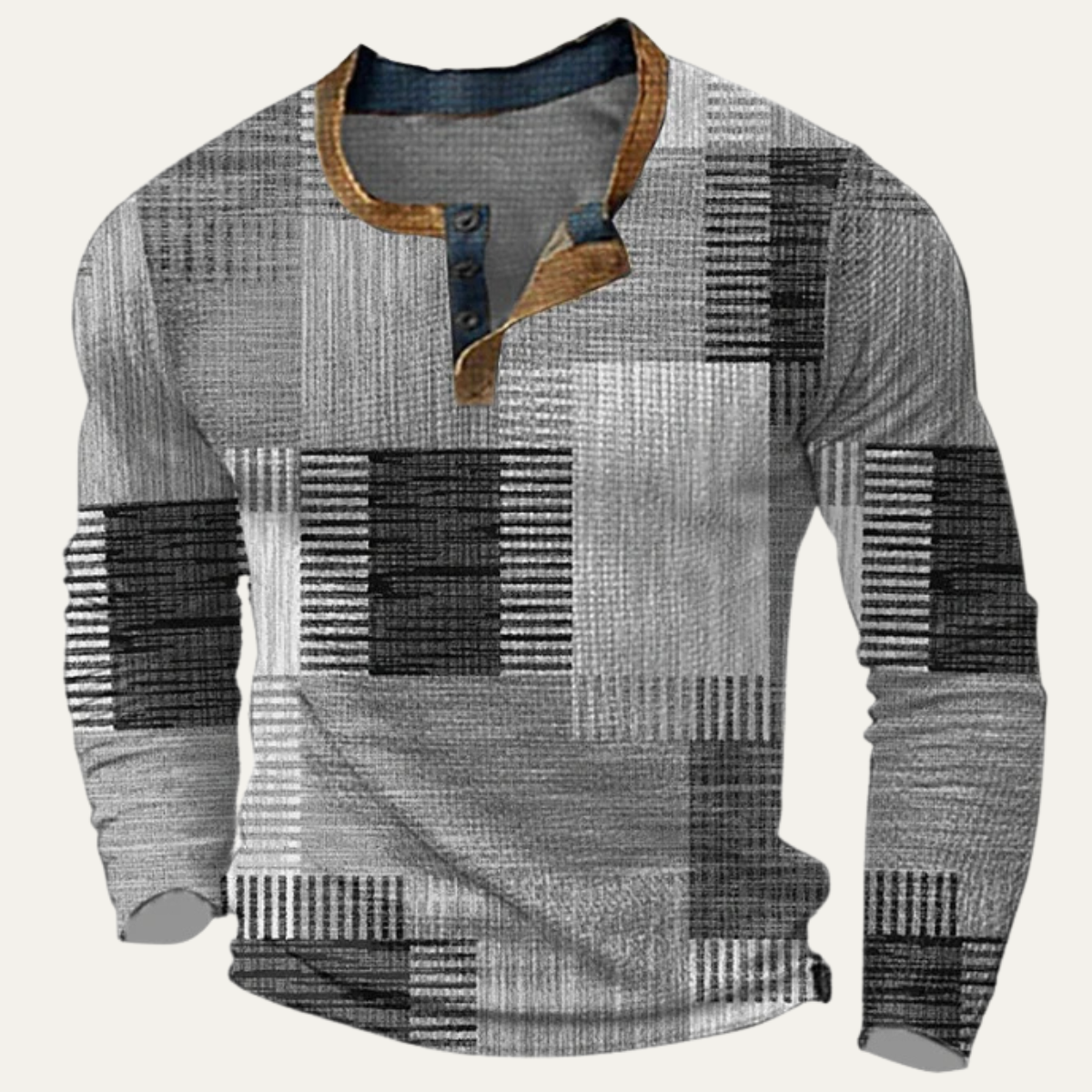 Men's Polo Shirt Textured Patchwork Blue