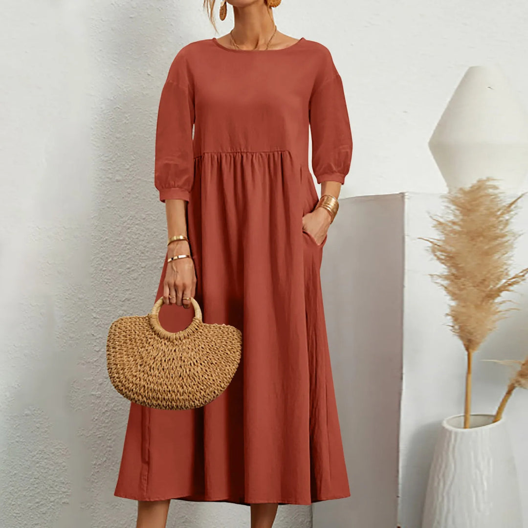 Women's Patchwork Midi Dress Comfortable Loose Fit