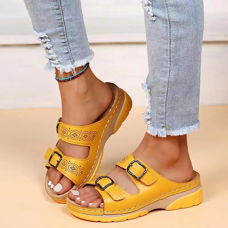 Women's Wedge Sandals Double Buckle Comfortable
