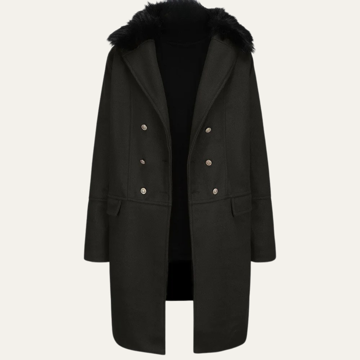 Men's Fur Collar Double Breasted Streetwear Jacket