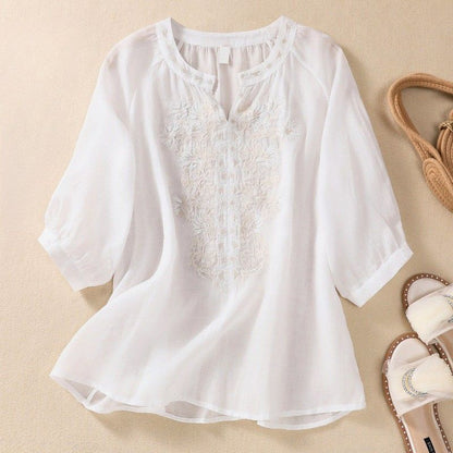 Serafina Cotton-Linen Blouse