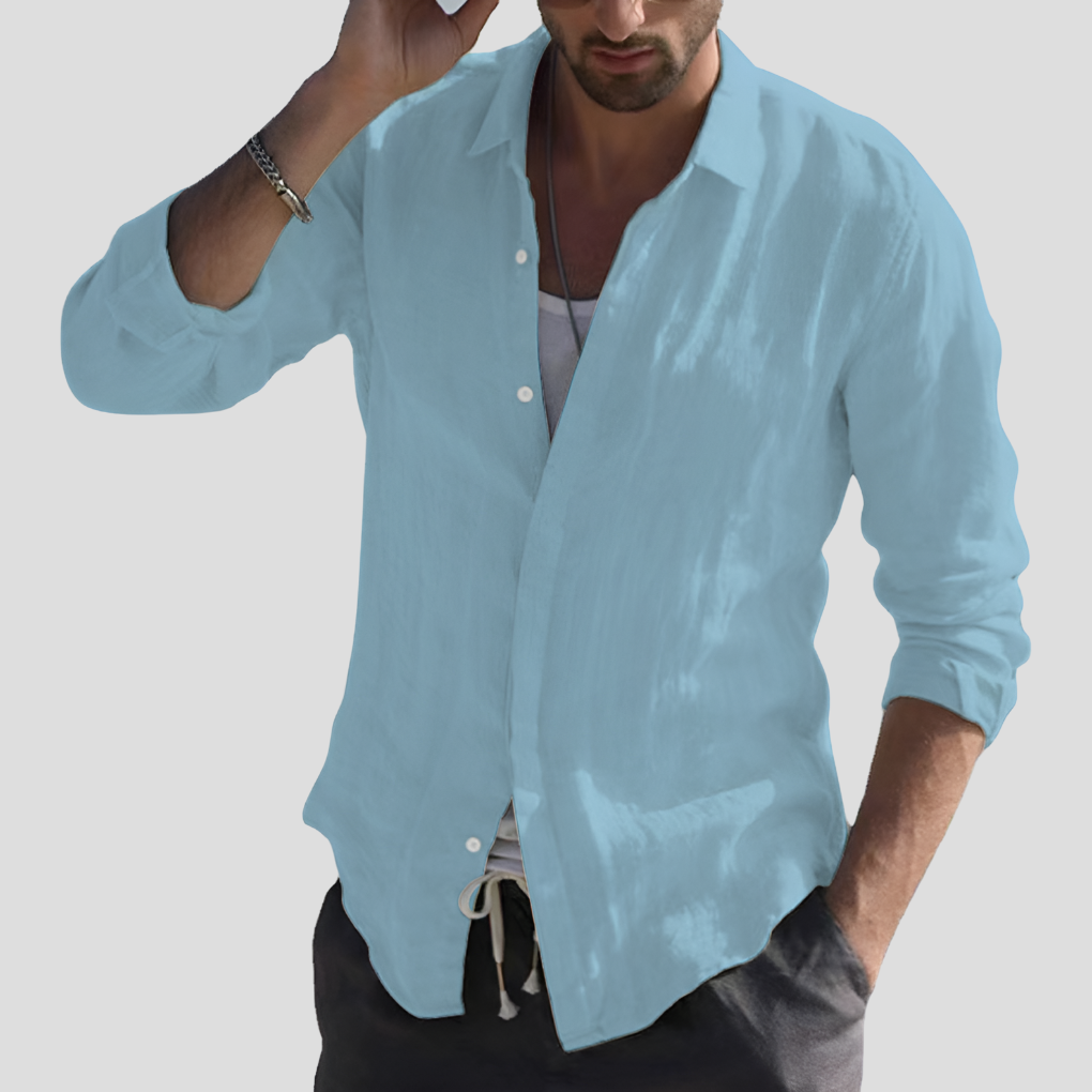 Linen Shirt With Turn Down Collar