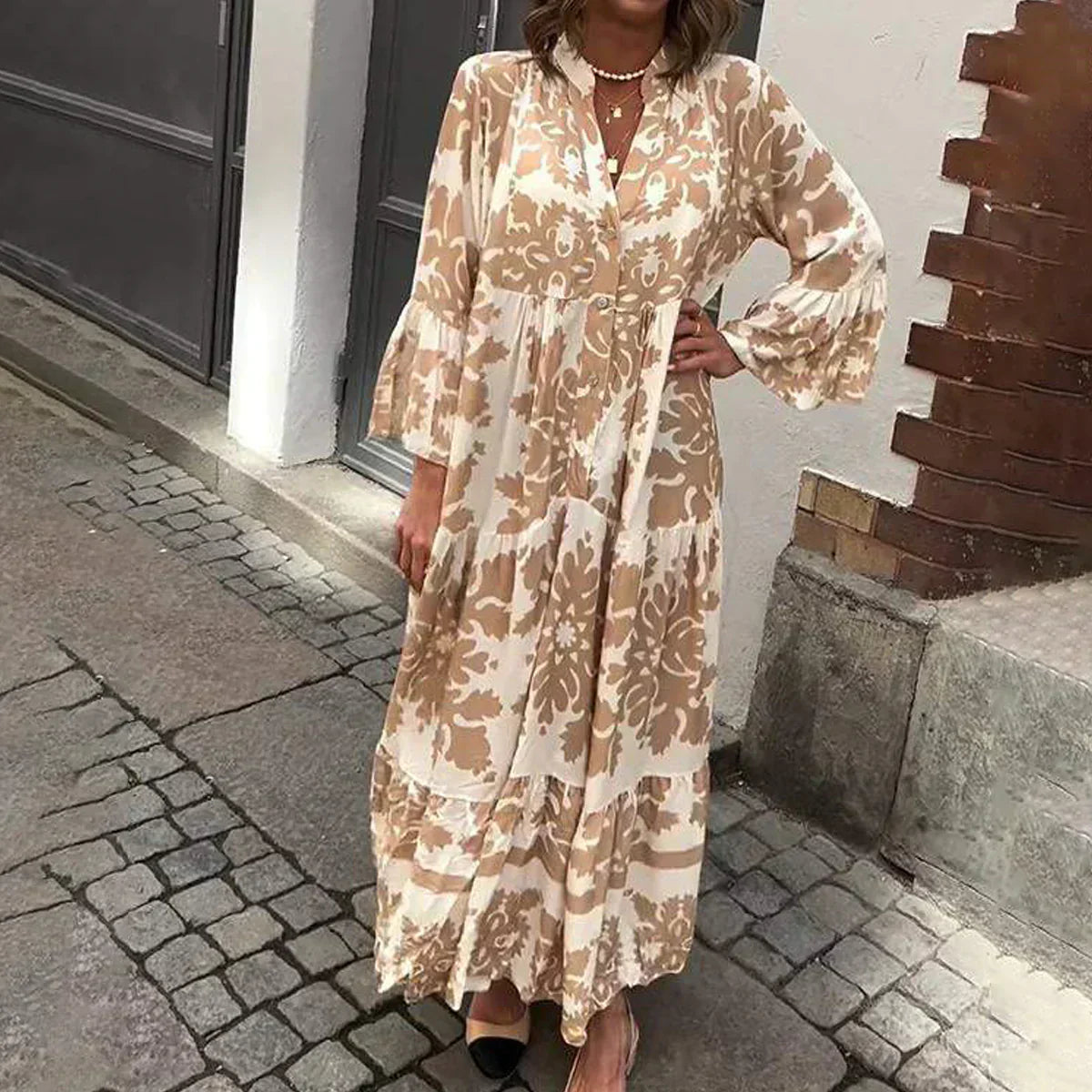 Women's Printed Maxi Dress Flowy Casual - Vonnera